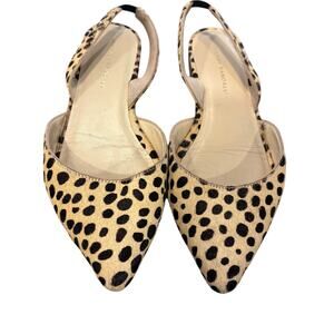 Loeffler Randall calf hair leopard print slingback flats, size 9